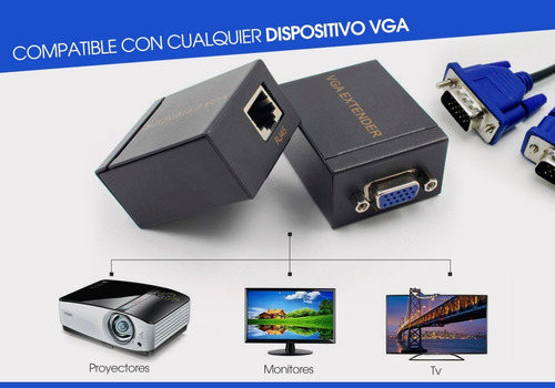 Extensor Vga Por Utp Rj45 Lan Cat 5 / 6 Hasta 60 Metros Par