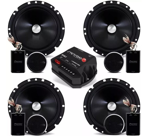 02 Pares Kit 2 Vias Pioneer 6pol 220w + Amplificador Stetsom