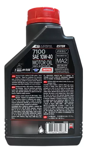 Aceite Motul 10w40 7100 100% Sintético Para Moto 4t 1 Litro