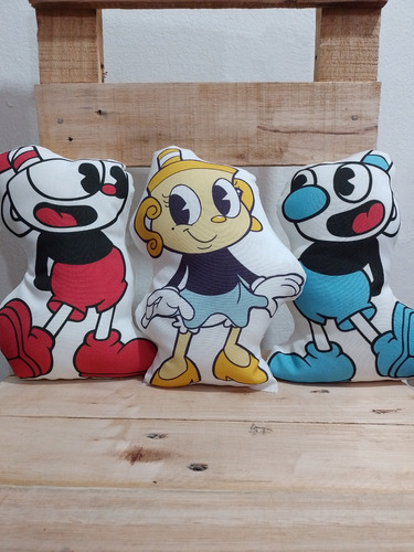 Muñeco Apego X3 Cuphead Chalice Mugman Tipo Almohadón