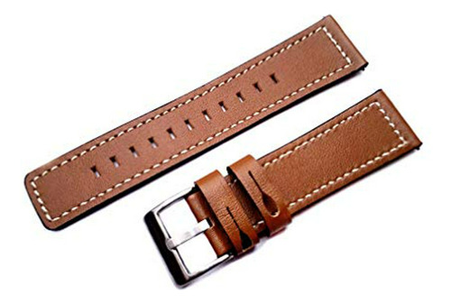 Correa De Reloj - Nickston Brown With White Stitches Band Co