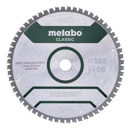 Hoja De Sierra Circular Metabo 305mm 80 Dientes Multi Cut