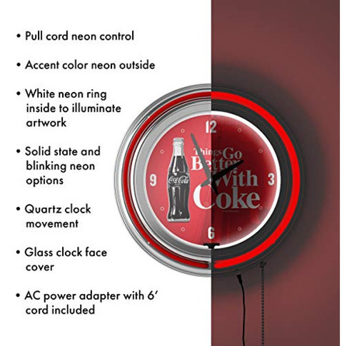 Reloj De Neón De Doble Peldaño Cromado De Coca-cola: Las Cos