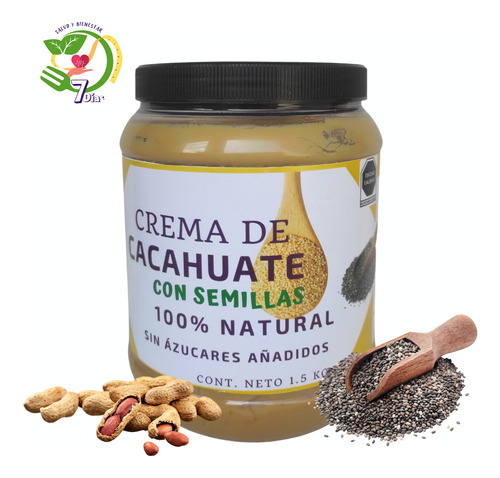 Crema De Cacahuate Natural Con Semillas 1.5 Kilos