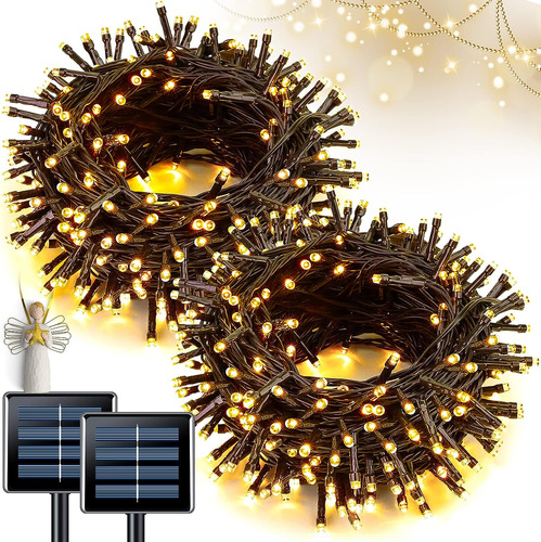 Coronas Navideñas Con Panel Solar De 13 Metros, 100 Led, Pa