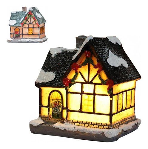Lámpara De Calle Con Adorno De Casa De Navidad En Miniatura