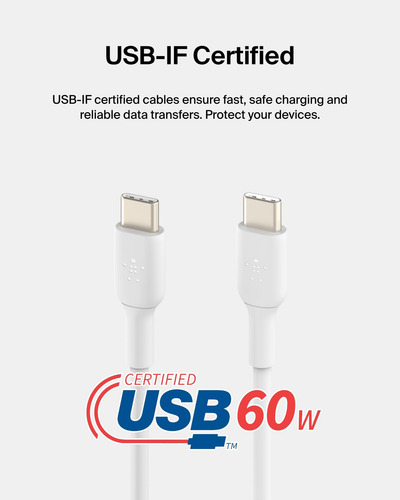 Cable Usb-c A Usb-c Belkin Boostcharge De 1 M, Color Blanco