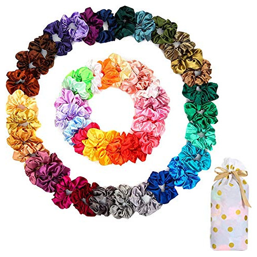 50 Pcs Pelo De Satinado Escrunchies Para Pelo Rizado 1bq1w