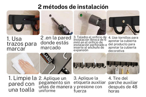 2pzs Percheros Pared Multifunción 8 Ganchos De Llave Y Gorra Acero Inoxidable, Duradero Y Duradero, Versátil Y Ahorro De Espaciogomita