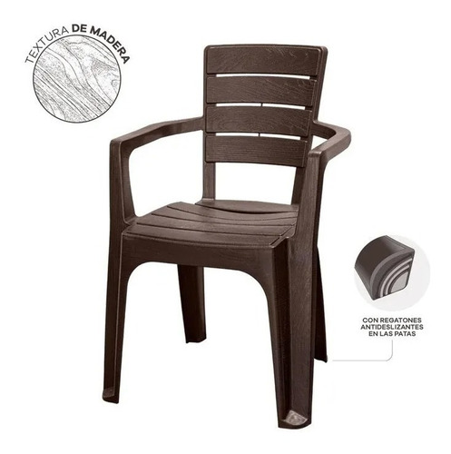 Silla Comedor/terraza/camping Rattan Con Apoyabrazos