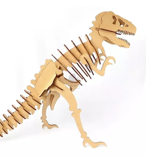 Dinossauro T-Rex p/ montar, Quebra-Cabeça 3D, 27 peças, Brinquedo e  decoração MDF