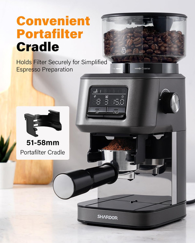 Molinillo De Café Shardor Conical Burr Electric Grey 40 Sett