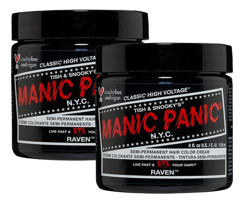 Manic Panic Raven Tinte Negro Classic High Voltage - (2pk) T