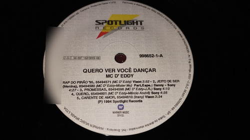 Lp Mc Deddy,quero Ver Voce Dancar Ano 1994zerado,garantia!!! (Usado)
