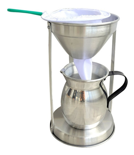 Cafetera Artesanal En Aluminio Con Jarra Y Colador 750 Ml