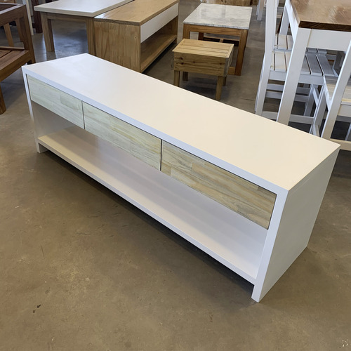 Mesa Mueble Rack De Tv Tablero Multilaminado Madera Pintada Blanco