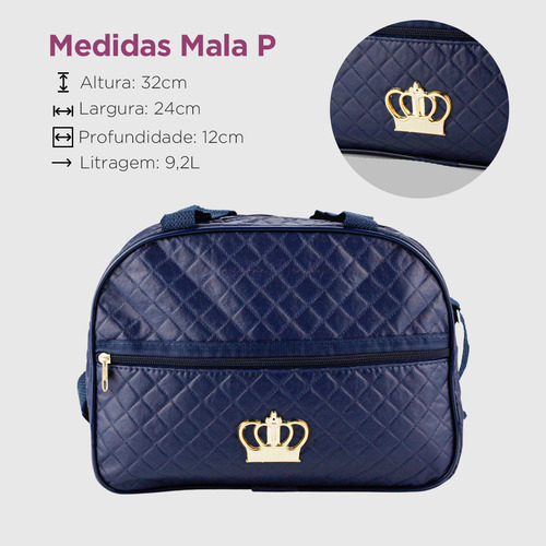 Kit Bolsa Mala Maternidade 2 Peças Reforçada Impermeável Menino Menina Cor Azul Marinho Mochila