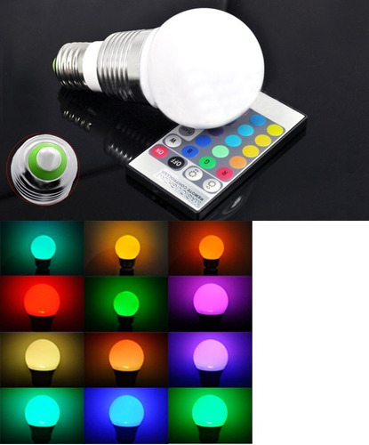 Ampolleta Led 16 Colores E27 + Control Remoto