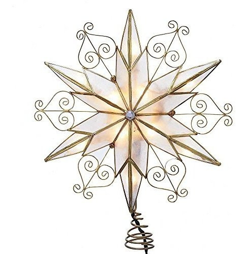 Estrella 6 Picos Para Arbol Navideño Con Base Espiral Dorad