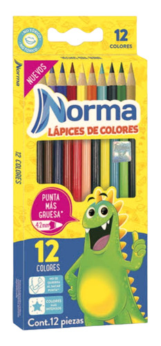 Lapices De Colores Norma 12 Colores Punta Gruesa Originales 