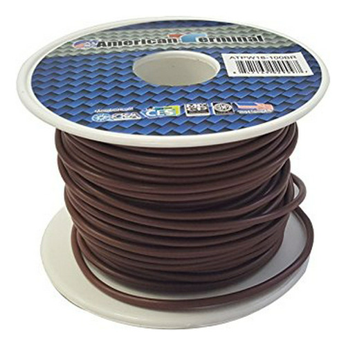 American Terminal Atpw18-100br 18 Gauge Primary Wire, Brown