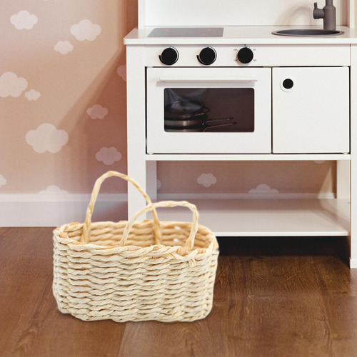 Cesta De Picnic Tejida Bakset De Casa De Muñecas En