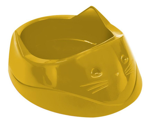 Comedouro Plastico Cara Do Gato Furacaopet 200 Ml (amarelo)