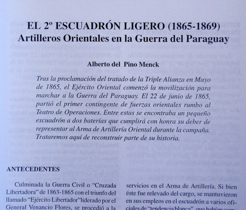 Revista Artilleros Guerra Del Paraguay 1865 Del  Pino Menck