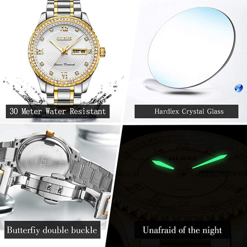 Reloj Olevs Diamond Para Hombre, Vestido De Negocios Imperme