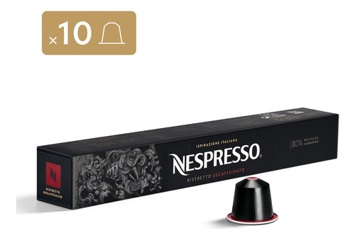 Nespresso Ristretto Italiano Decaffeinato, 10 Cápsulas Café