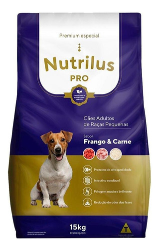 Ração Seca Nutrilus Frango&carne Cães Adultos Pequenos 15 Kg