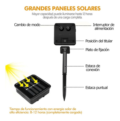 Imagen 2 de 7 de Guirnalda Navideña Luces Solare Led Decorativas 6.5 M,30 Pcs