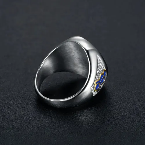 Anillo Masón Escuadra Color Plata Acero Inoxidable Hombre