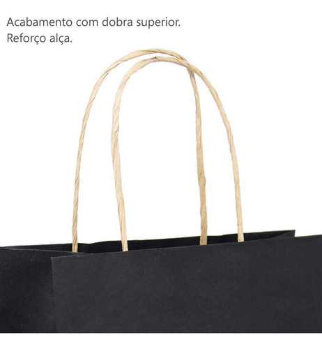 Imagem 5 de 6 de Sacola Papel Kraft 22x30x12 100 Un Preto Promoção