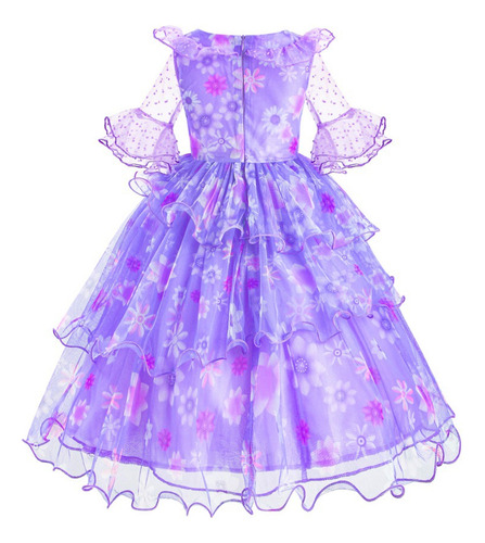 Fantasia Infantil Isabela Voil Madrigal Vestido Com Bolsa