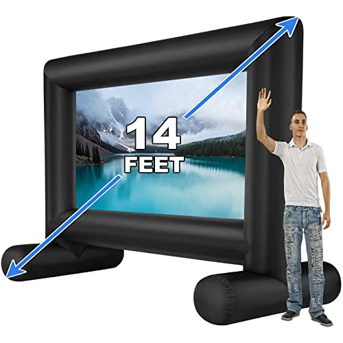 Pantalla De Proyector Inflable De 14 Pies Exteriores, P...