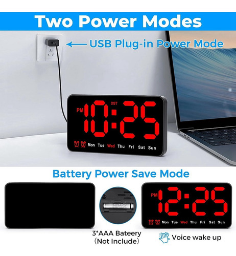 Reloj De Pared U1 Digital, Reloj Digital Led De 9 Pulgadas C