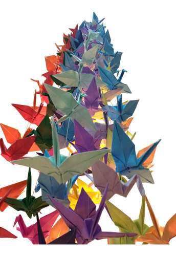 1 Tira De 10 Grullas De Origami Cortina Eventos Fiestas 