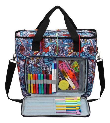 Bolso Porta Tejido Lana Palillos Crochet Tipo Cartera Grande