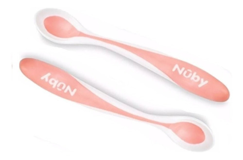 Imagen 2 de 4 de Cucharas Largas Bebé Cambia Color Con Temperatura X2 Nuby