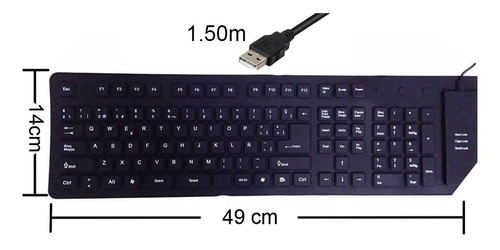 Teclado Flexible Usb Portatil Plegable Resistente Polvo Agua