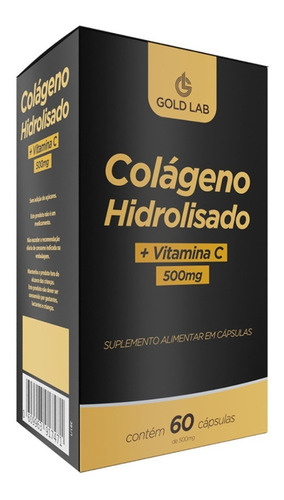 Colágeno Hidrolisado + Vitamina C 500mg 60 Cápsulas Sabor Sem Sabor