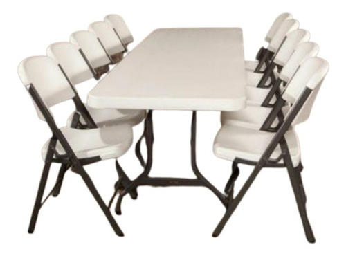 Imagen 1 de 4 de Juego De Mesa Con 6 Sillas Polipropileno Blanco/exterior