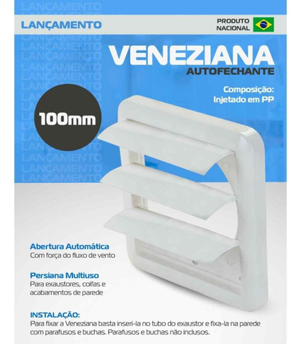 Kit Exaustor Banheiro 15cm C/ Veneziana Grade Anti Inseto