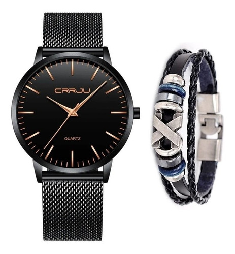 Relógio Masculino Social Ultra Fino De Luxo + Pulseira Metal