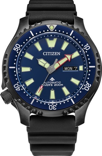 Reloj Citizen Promaster Dive Automático Czny015809l E-watch Color de la correa Negro Color del bisel Negro Color del fondo Azul