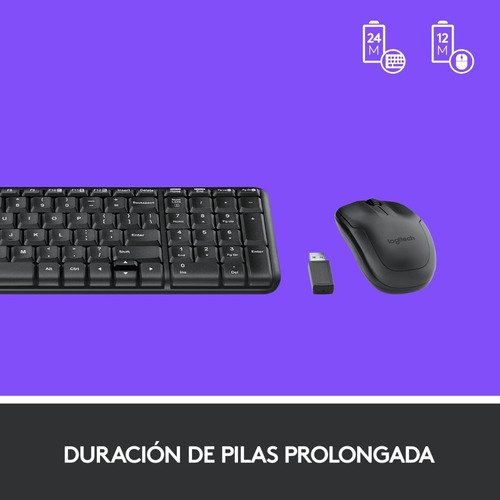 Kit Teclado Y Mouse Inalambrico Logitech Mk220 Color del teclado Negro