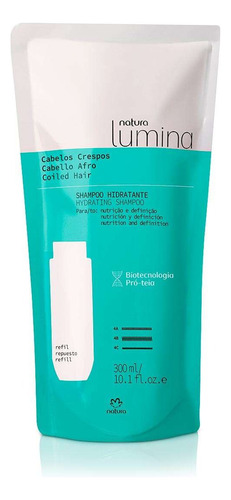  Refil Shampoo Hidratante Cabelos Crespos Lumina - 300ml