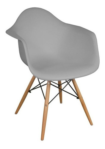 Sillón Eames Casco Plástico Vs Colores Pata Madera Asiento Gris