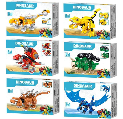 Bloque De Construcción 6 En 1, Robots Dinosaurios Y Mecha